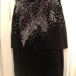 bcbg embroidered velvet wrap skirt